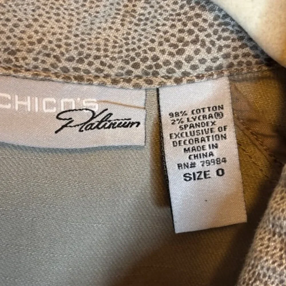 Chico's Jacket Women's Small Leopard Animal Denim Office‎ Chicos 0